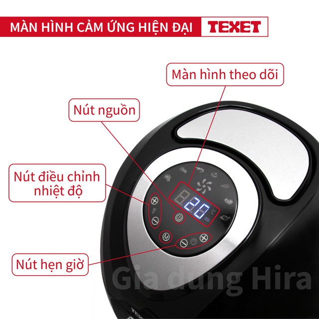 [Xả Kho Cuối Năm] Nồi Chiên ko Dầu TEXET AF-612 3.2l, Nồi Chiên Không Dầu Thương Hiệu Anh Quốc BH 12 Tháng