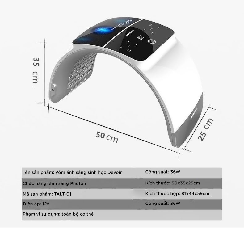 Vòm Ánh Sáng Sinh Học 7 Màu DEVOIR Hàn Quốc, Máy Ánh Sáng Sinh Học Bổ Sung Ánh Sáng Ca2+, Bảo Hành 12 Tháng