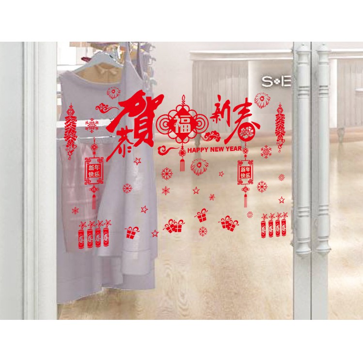 Decal trang trí tết - Trang trí tết nhiều phụ kiện