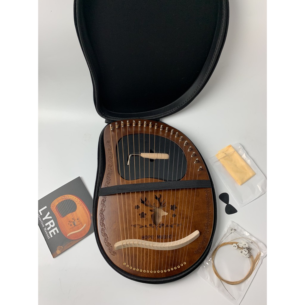 Đàn Lyre 19 dây hươu màu nâu Hope Music - Tặng kèm hộp chống sốc