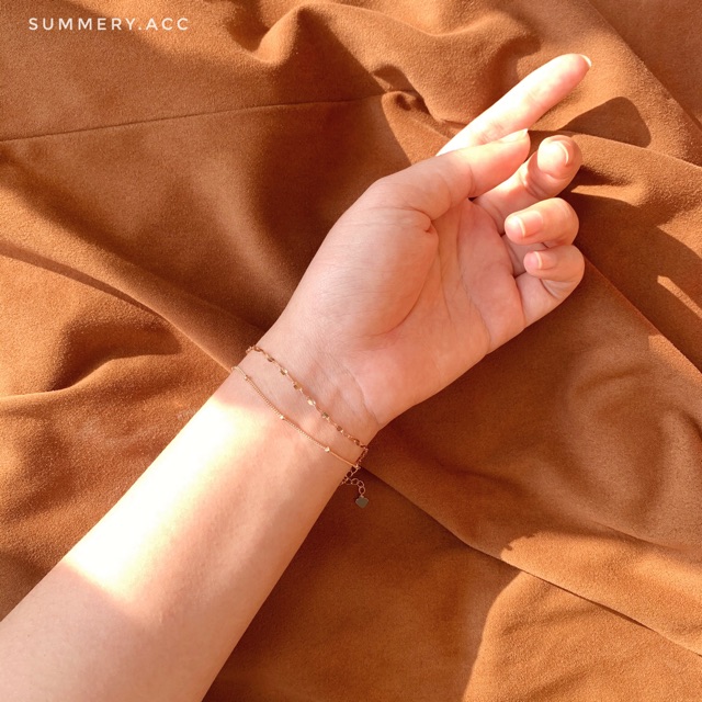 Vòng tay bạc 925 SUMMERY dây đôi 2 tầng lắc tay S925 mạ vàng hồng