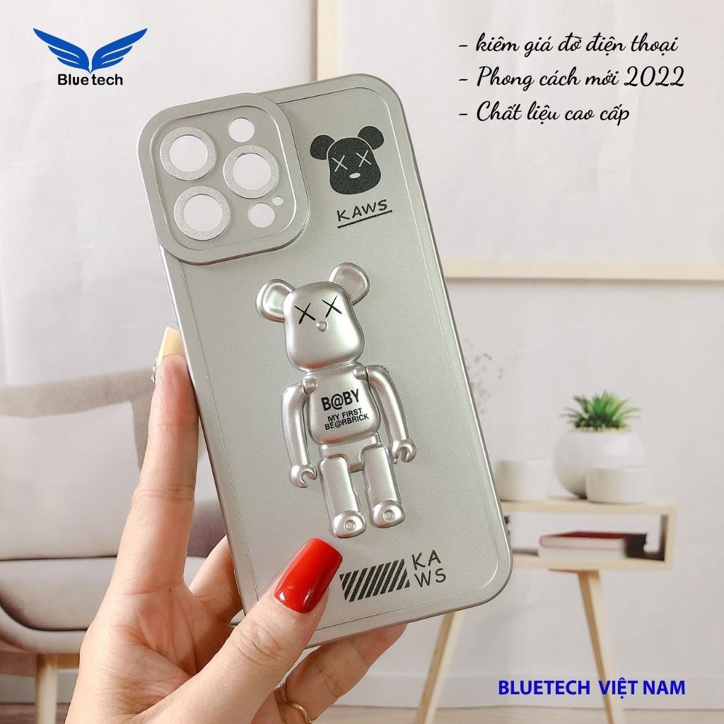 Ốp lưng gấu BearBrick kiêm giá đỡ điện thoại, Ốp lưng cao cấp phong cách mới nhất cho iphone 11 - 13promax