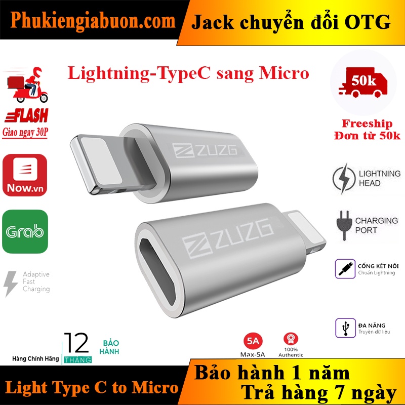 Đầu chuyển đổi Iightning ra Micro, Type C ra Micro Chính hãng