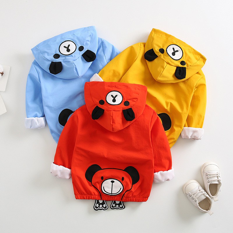 Áo khoác gió 2 lớp mẫu gấu con cho bé siêu ngộ nghĩnh Size từ 7-32kg