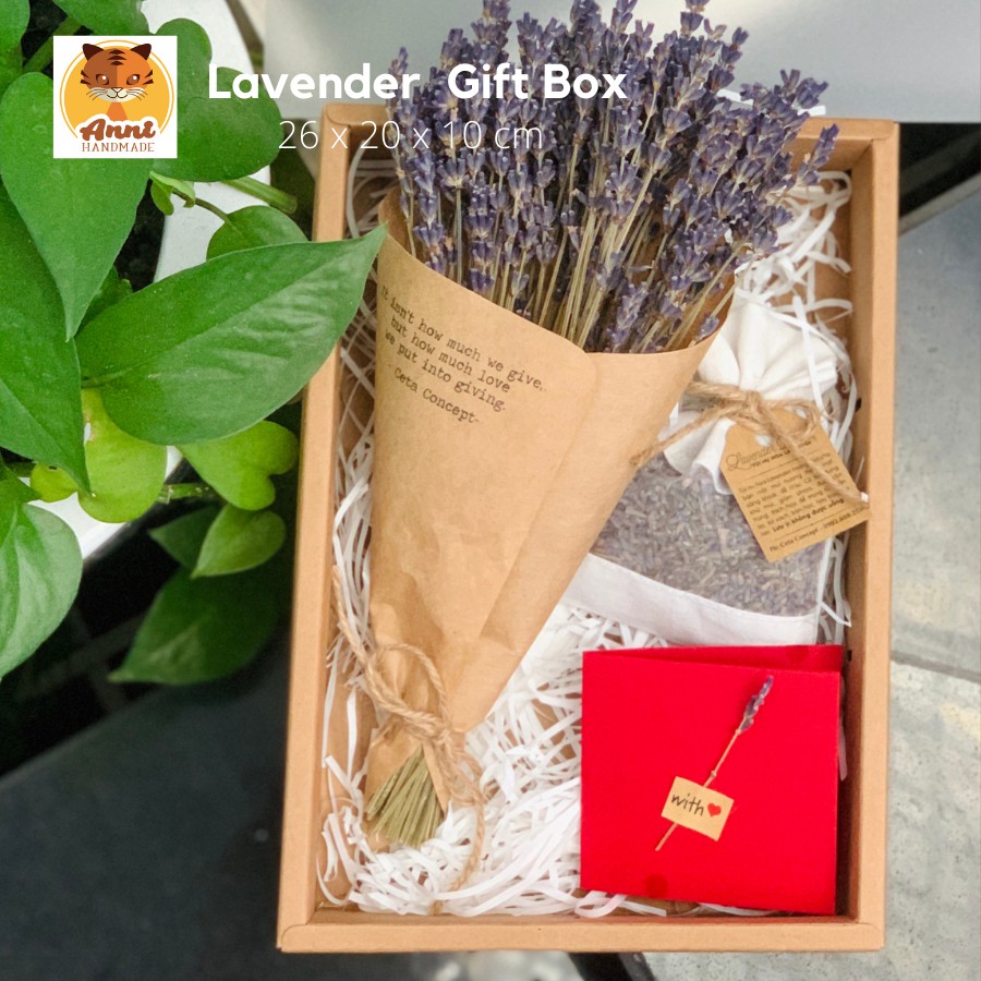 Quà tặng bạn gái, quà tặng sinh nhật, quà tặng hoa khô handmade Lavender Gift Box (Hộp draft cao cấp)