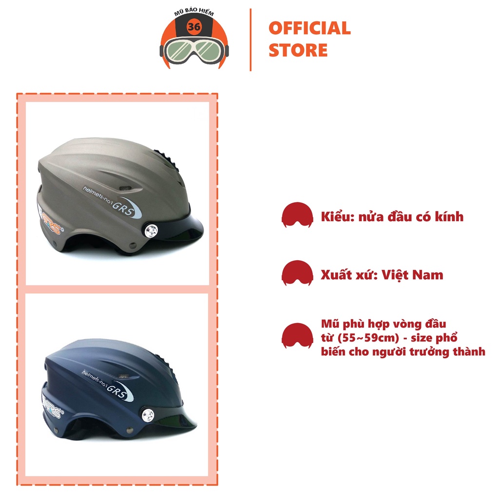 Mũ bảo hiểm nửa đầu lưỡi trai GRS A760 (nhiều màu)