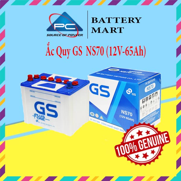 Bình Ắc Quy Nước 12V-65Ah, Ắc Quy Ô Tô GS NS70/L