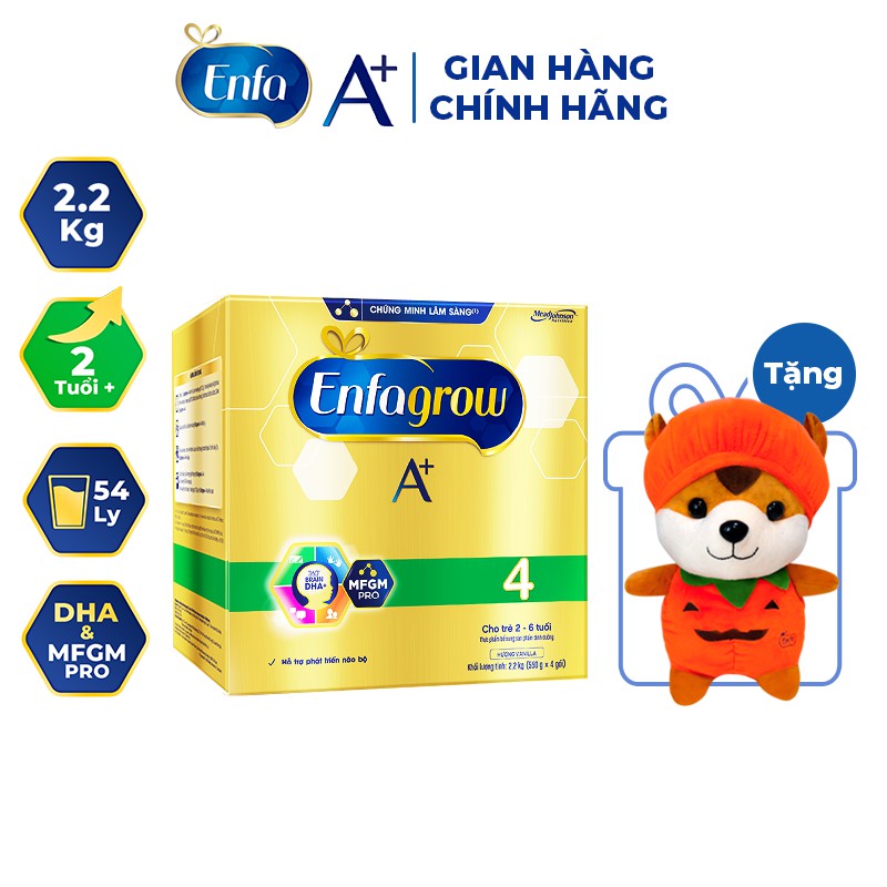 [Tặng Sóc Con Thông Minh (Trang Phục Bí Ngô)] Sữa Bột Enfagrow BIB A+ 4 2.2kg