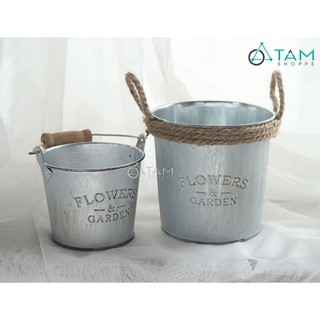 Xô thiếc Vintage Flower Garden có quai Số 02 TAN
