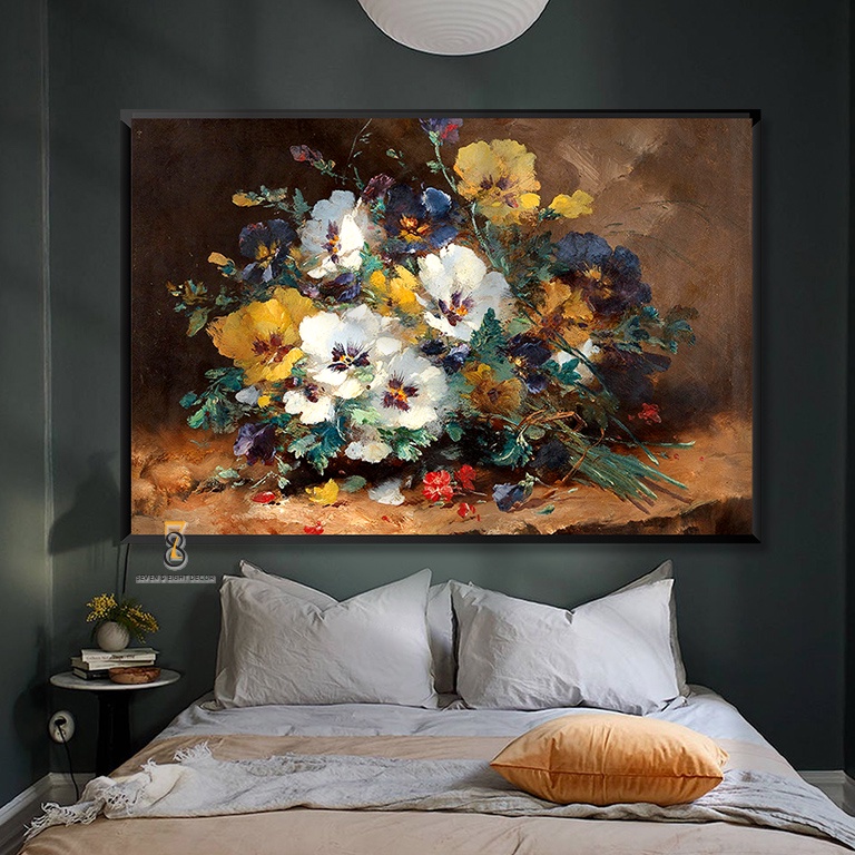 Tranh In Canvas | Hoa Păng Xê  | Tranh Danh Hoạ Châu Âu | 1FHSTIL002 Tranh Đã Căng Khung | Tặng Đinh Đa Năng