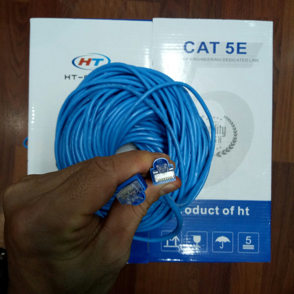 Dây cáp mạng LAN HT-CAT5E UTP - Đã có 2 đầu (30Mét đến 60Mét - Mới 100%)