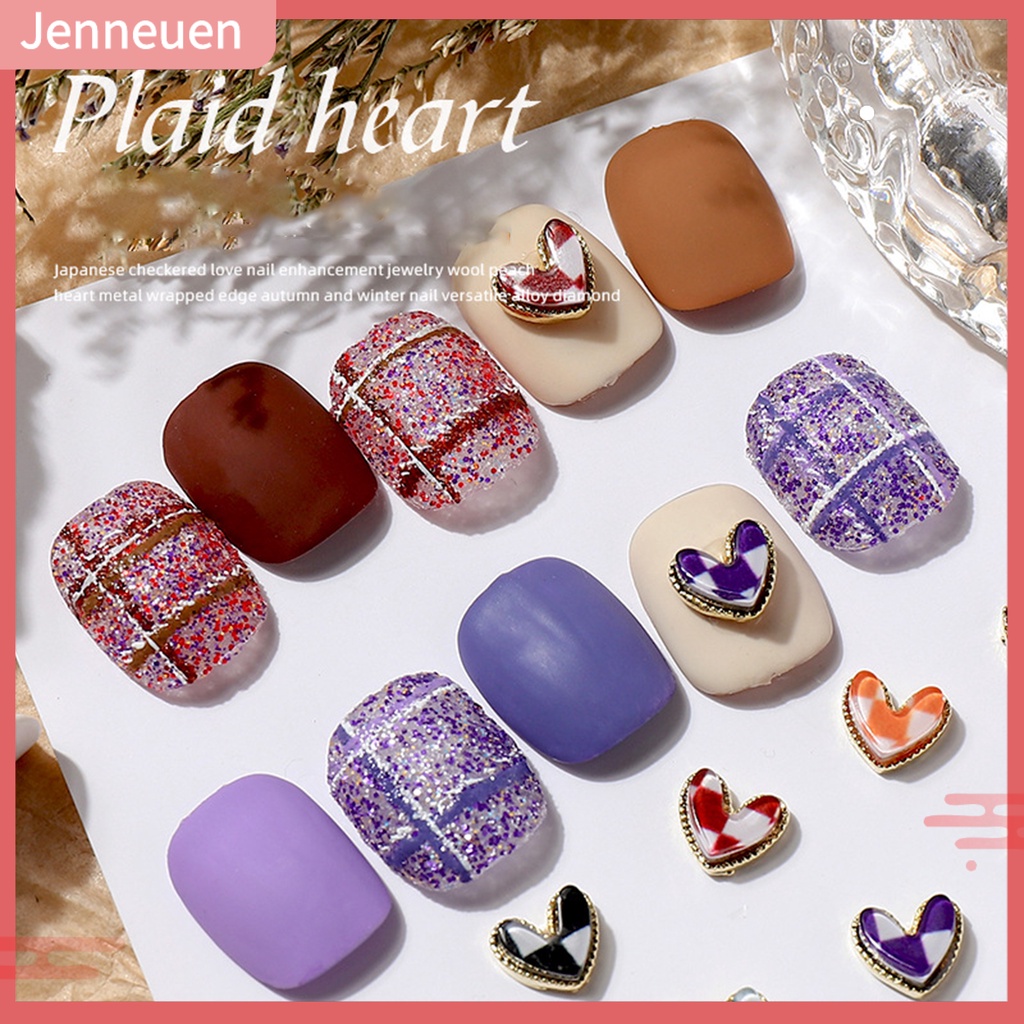 Bộ 5 Hạt Đá Hình Trái Tim Không Phai Màu Trang Trí Móng Tay