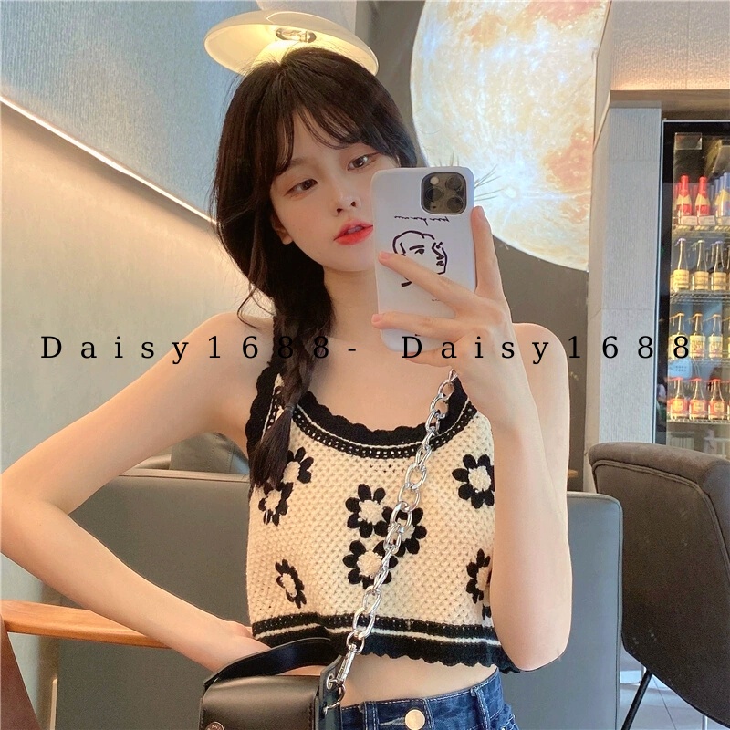 Có sẵn- Áo 2 dây Gile mặc ngoài sơ mi/ váy chất len móc Vintage