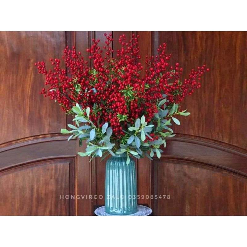 🍒  Cành Đào Đông Trang Trí Cắm Điểm cao 90 cm 12 nhánh