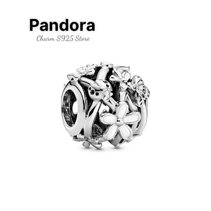 charm pan xỏ ngang hoa 5 cánh bạc s925