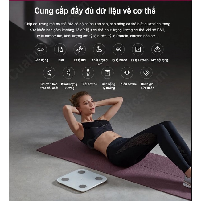 Cân điện tử thông minh XIAOMI BODY FAT SCALE 2/ Gen 2/ Cân thể chất Xiaomi phân tích 13 dữ liệu cơ thể