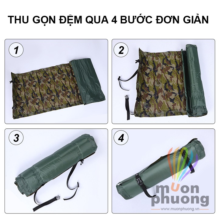 [FREESHIP 70K] Đệm hơi nệm hơi tự bơm kèm gối xếp đôi cắm trại dã ngoại - MUÔN PHƯƠNG SHOP