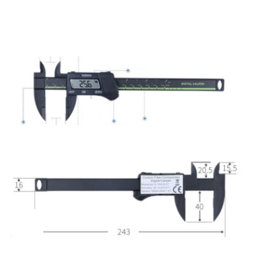 Thước kẹp điện tử JSP 150mm nhựa kèm pin thước cặp điện tử thước đo ly chuân xác cao