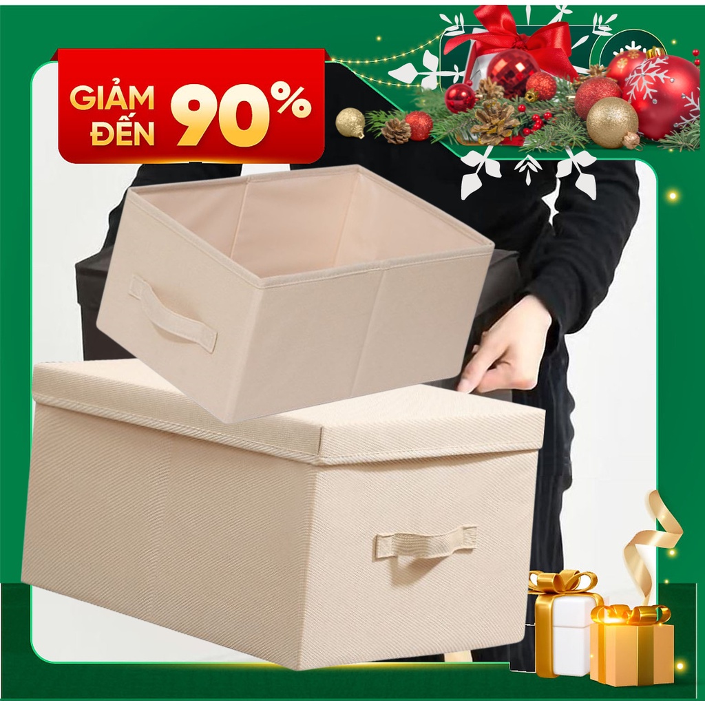 Combo 3 Hộp Vải Đựng Đồ Đa Năng TD1, TD2 Không Nắp/Có Nắp Phong Cách Thụy Điển Sang Trọng miDoctor Size 38 x 25 x 25cm