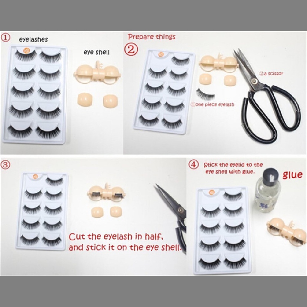 Set 5 Cặp Lông Mi Giả Dài 2.9cm Dành Cho Búp Bê