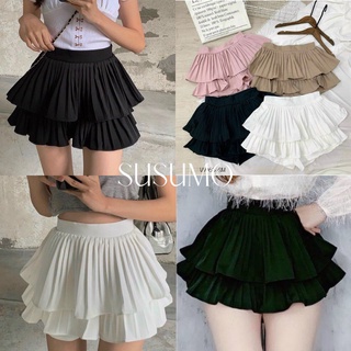 Chân váy xếp ly 2 tầng sang trọng - chân váy ngắn dáng xòe có quần trong SUSUMO - CV307