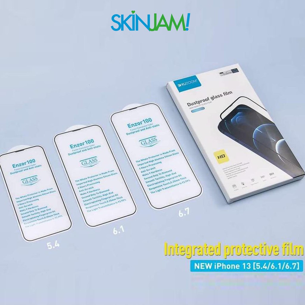 Kính Cường Lực Kuzoom iP 15 Enzor 100 Kính Cường Lực Kuzoom 9D Full Màn Trong Suốt Bảo Vệ Màng Loa iP 14 Đến 12 ProMax