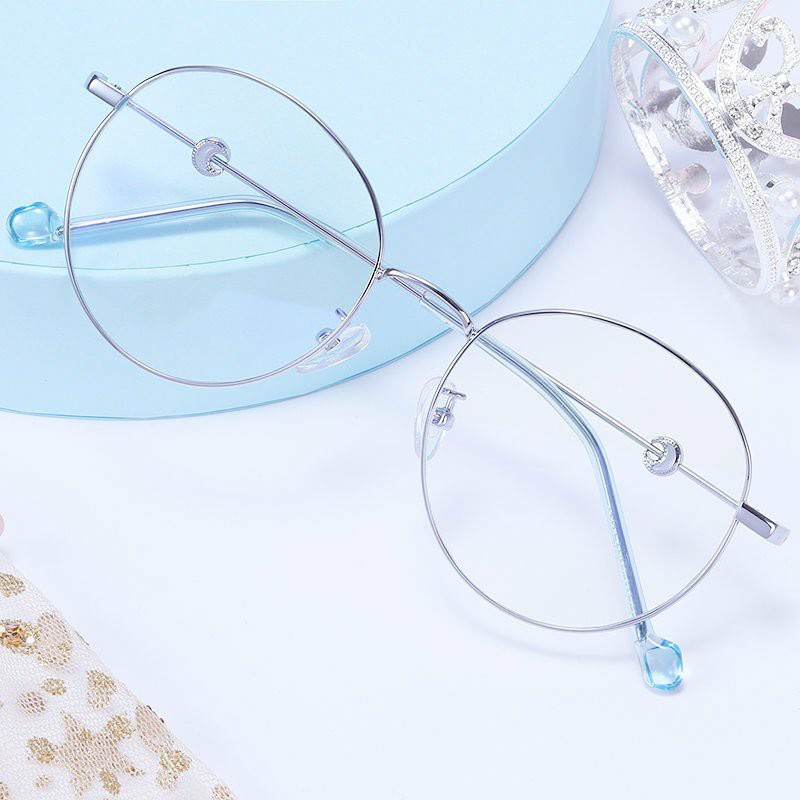 Kính giả cận thời trang nam nữ mắt tròn cá tính gọng kính kèm hạt cute chống tia UV đẹp giá rẻ EMOJI 028