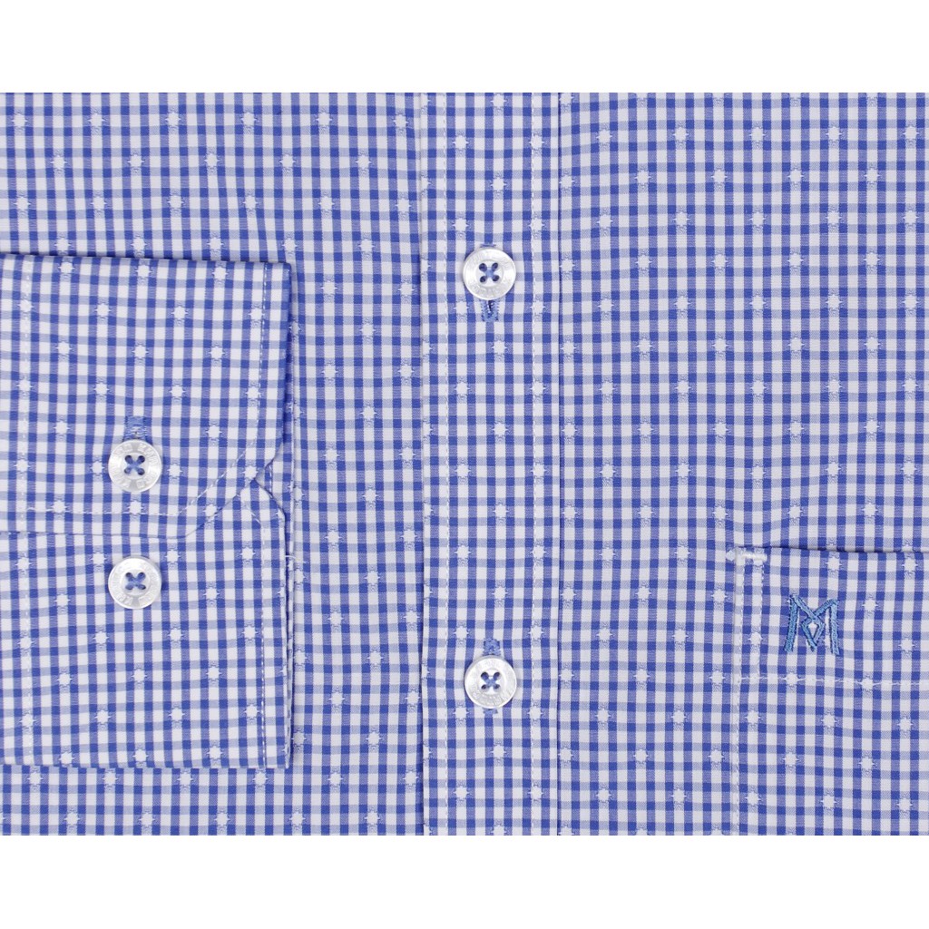 Áo sơ mi nam Khatoco tay dài kẻ caro màu xanh A1MD468T1-CNCR068-2005-D | BigBuy360 - bigbuy360.vn