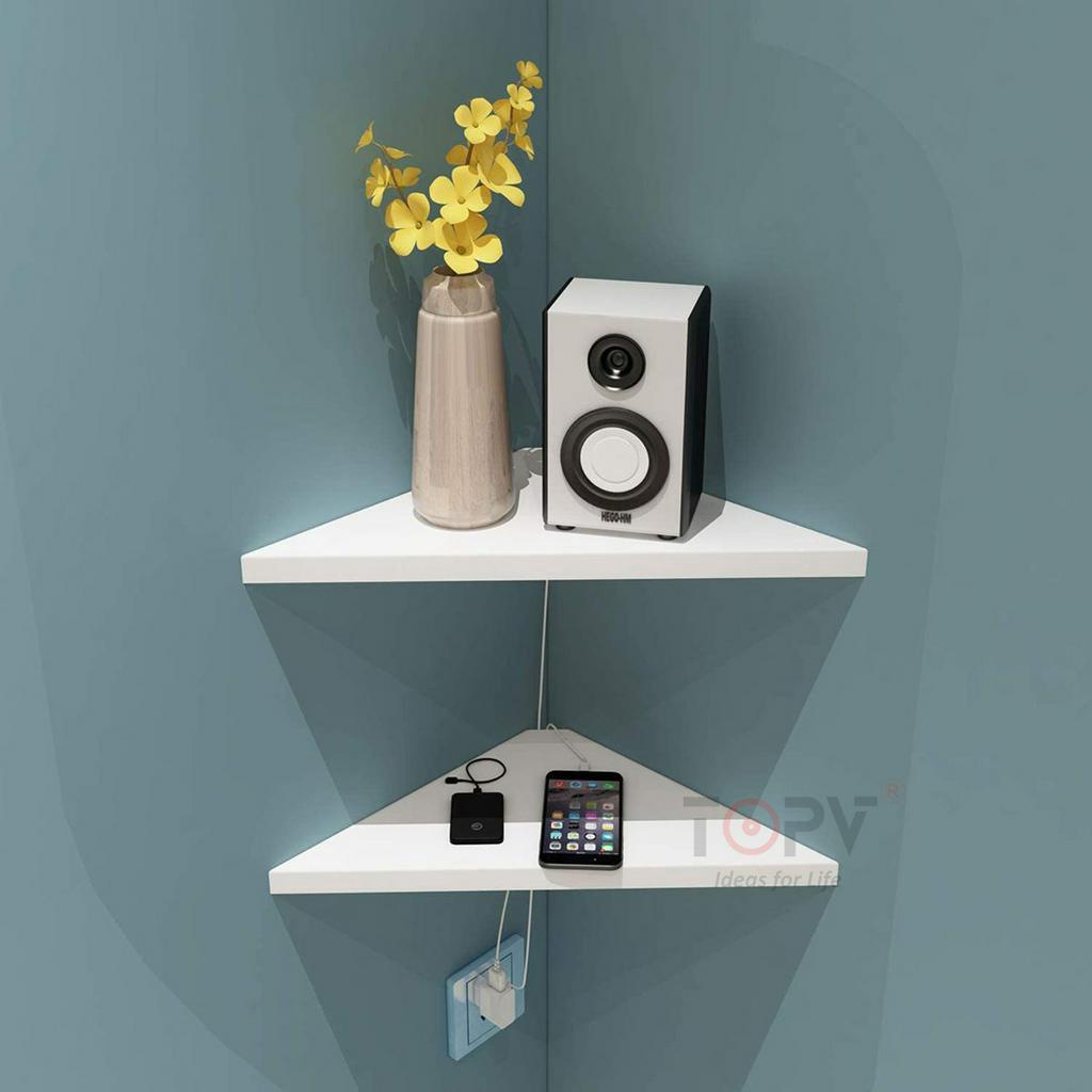 Kệ góc tường không cần khoan kệ treo tường gỗ decor trang trí phòng khách ngủ giá gắn để cây cảnh mỹ phẩm Bàn Ghế TopV