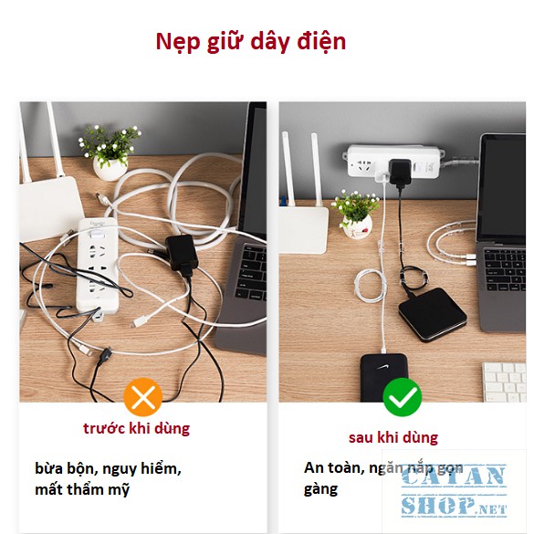 Nẹp dây điện dán tường treo giữ cố định dây sạc, cáp sạc thông minh,bộ kẹp đi dây điện 20 cái có kèm keo dán GD468-NepDD