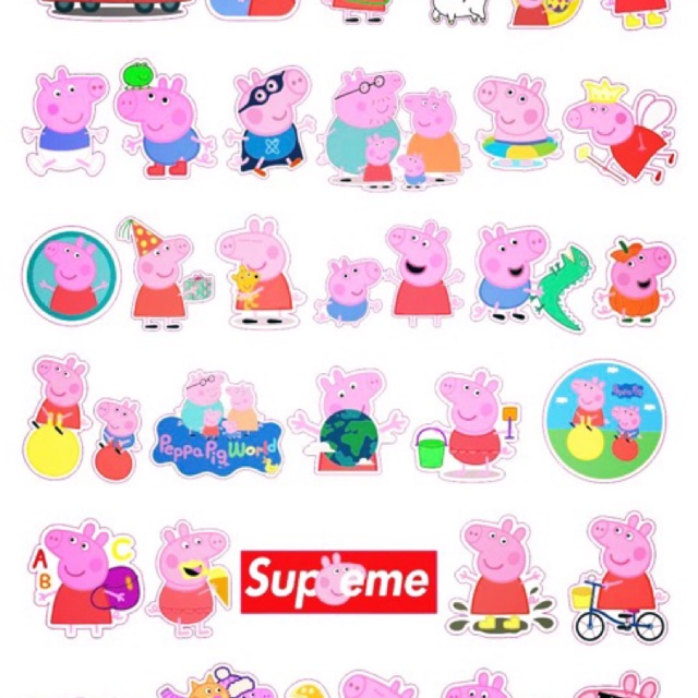 Sticker Peppa Pig chất liệu Vinyl không thấm nước thiết kế ngộ nghĩnh, dễ thương trang trí mũ bảo hiểm,máy tính,vali,...