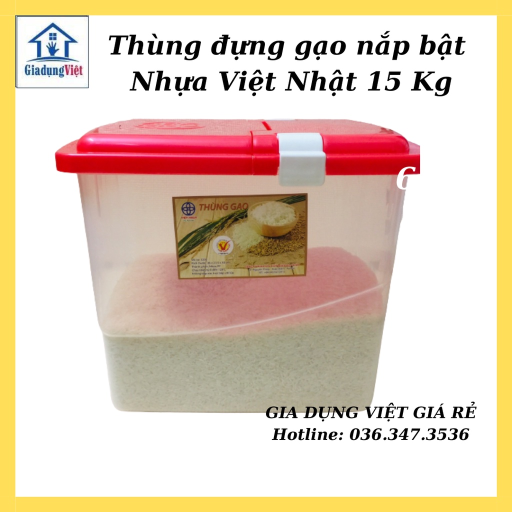 Thùng đựng gạo nắp bật Việt Nhật 15 Kg