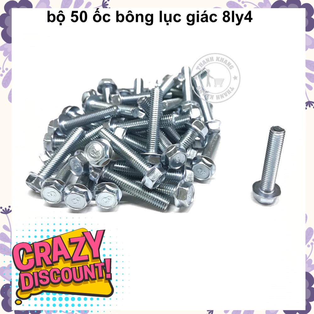 [Mã LIFE1404ALL giảm 10% đơn 50K] Bộ 50 ốc tán bông lục giác 8ly4 thanh khang 022000012 (50 con)