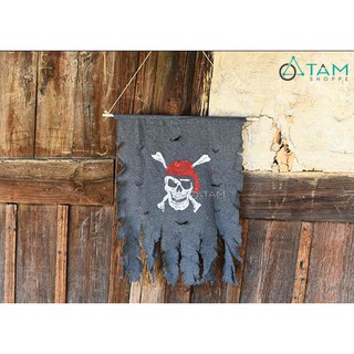 [HALLOWEEN-CÓ HỎA TỐC] Cờ hải tặc màu đen in đầu lâu xương chéo