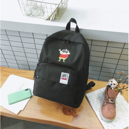 Korean Backpack Embroidery Version Couple School Backpack Students Crayon Shinchan Bear Bag