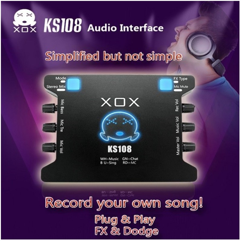 Combo Sound Card KS108, Bản Nâng Cấp Của K10, Combo KS108 Bản Và Mic AT100 - Tặng Tai Nghe AKG-S10