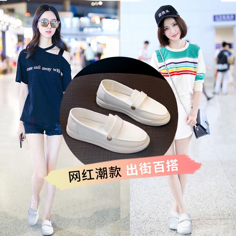 Giày Lười Màu Trắng Thời Trang Trẻ Trung Cho Nữ