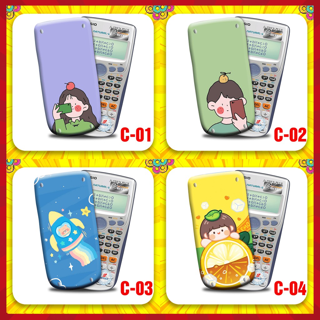 Miếng Decal Dán Máy Tính Casio Vinacal FX500 FX570 FX580 - 570ES 570EX 680EX dùng dán máy tính, decor trang trí đa dạng