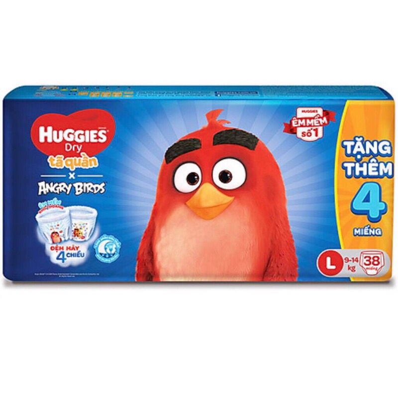 Tã quần Huggies Dry  L 38 M &lt;tặng kèm 4 miếng&gt;