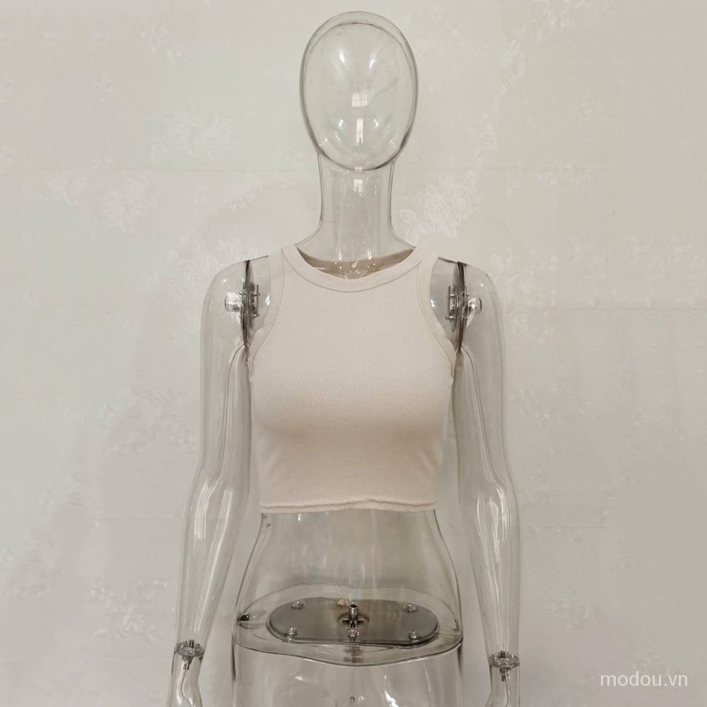 Áo croptop sát nách 7 màu trơn tùy chọn hợp thời trang