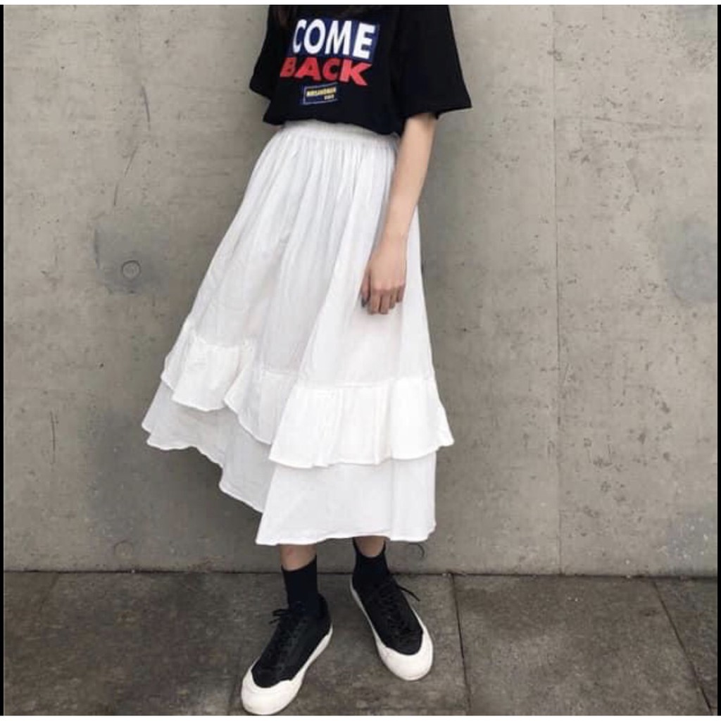 [ TẶNG KÈM XẢ VẢI] Chân váy xoè kaki 2 tầng ulzzang phong cách Hàn Quốc | BigBuy360 - bigbuy360.vn
