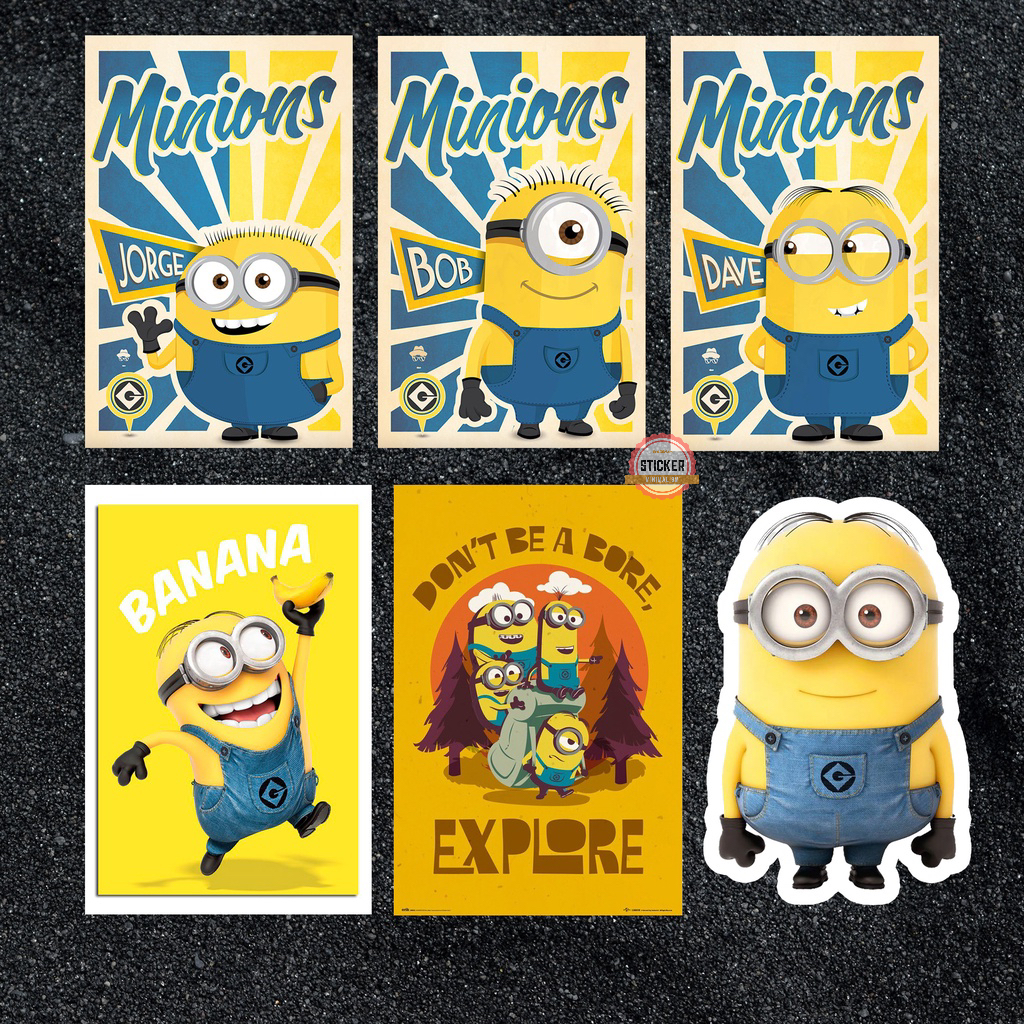 Sticker Minions cute hình dán chống nước dán mũ bảo hiểm, laptop, điện thoại, đàn guitar, vali, xe máy, ván trượt