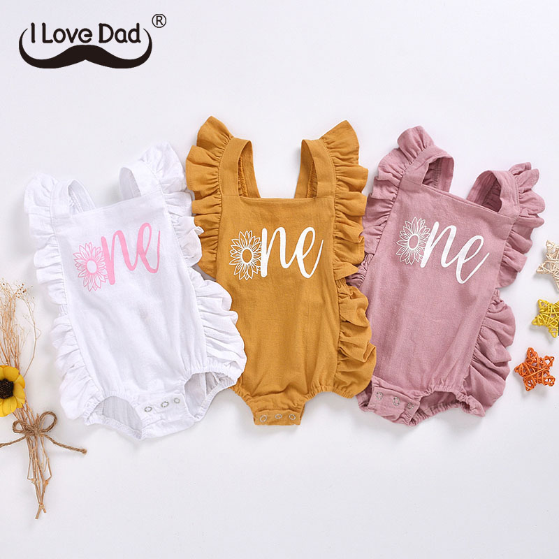 Summer Baby Bodysuit Square Collar Sleeveless Infant Toddler Romper Flower Letter Printed Newborn Jumpsuit Baby Girl Clothes