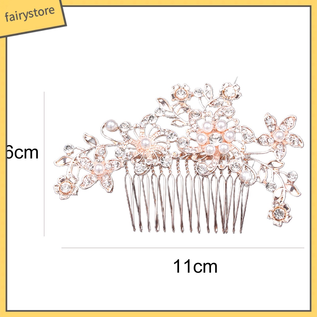 Lược cài tóc đính đá ngọc trai nhân tạo hình hoa đơn giản thời trang cho nữ