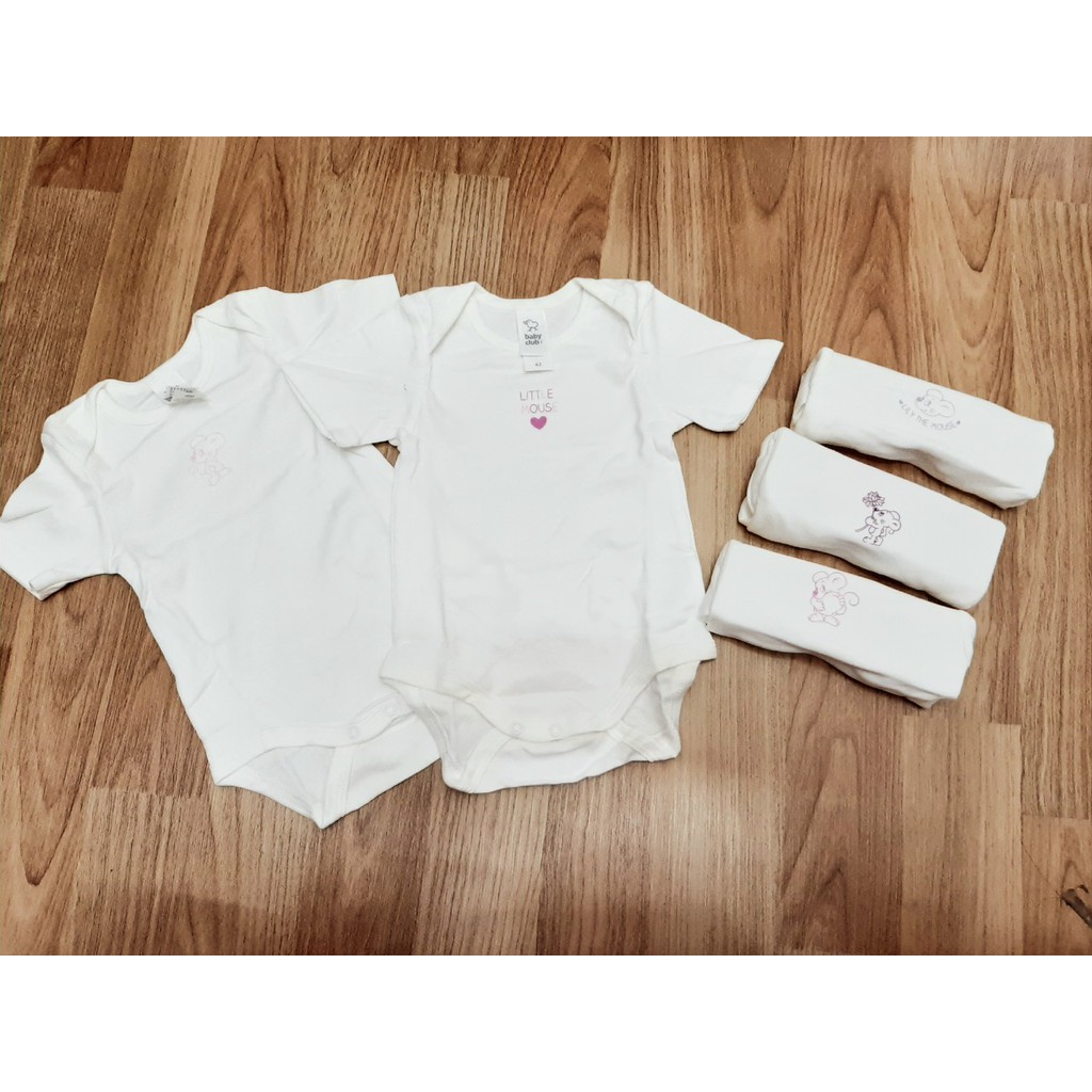 Bodysuit trắng sơ sinh ngắn tay Club cho bé trai và gái