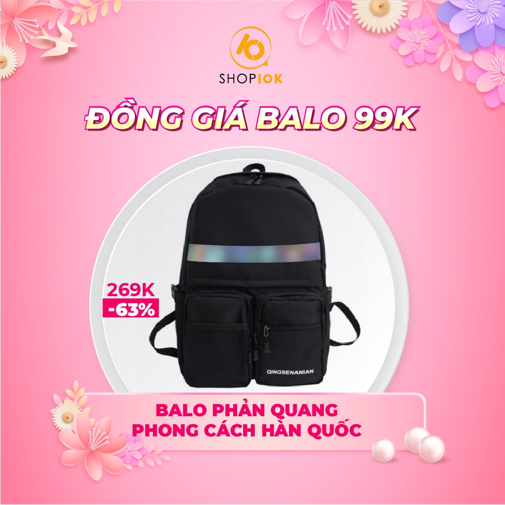 Balo nam, nữ phản quang vải dù, thời trang phong cách Hàn quốc - SP004404