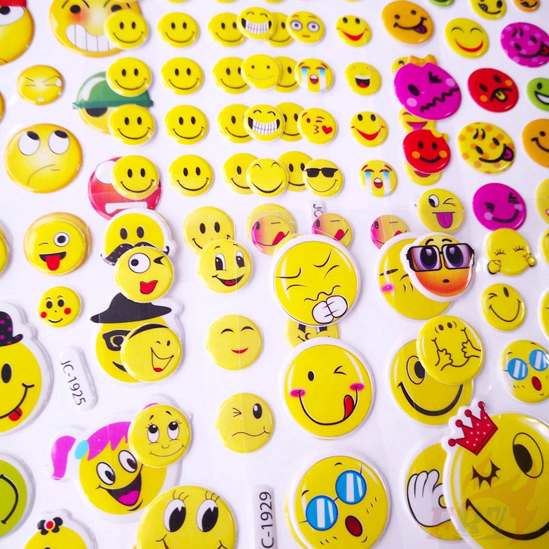 Set 1/5 tờ nhãn dán họa tiết mặt cười 3D cho bé