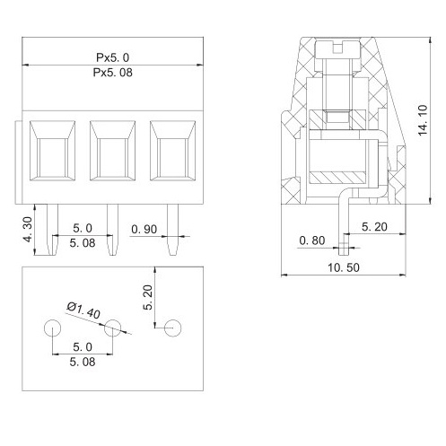 Domino KF128  loại 2p khoảng cách chân 5.08mm