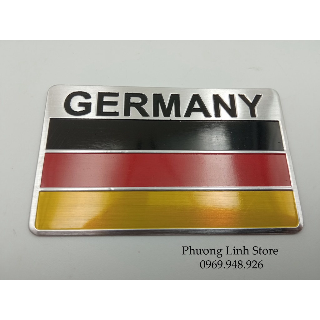 Tem cờ Germany tem nhôm dán xe oto sticker cờ các nước hình chữ nhật Logo cờ Đức (115)
