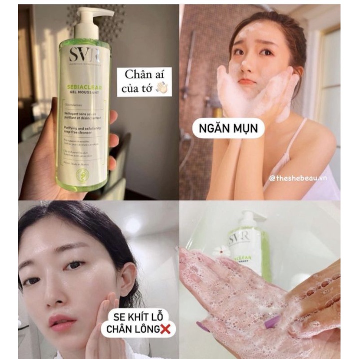 Sửa rửa mặt SVR GEL cho da dầu mụn & nhạy cảm